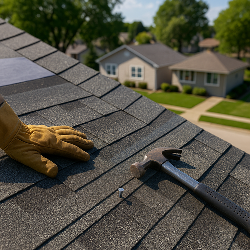 asphalt shingle installation and repair on a home
