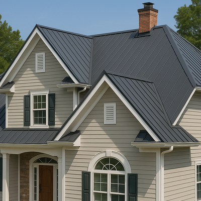 standing seam metal roof on a home