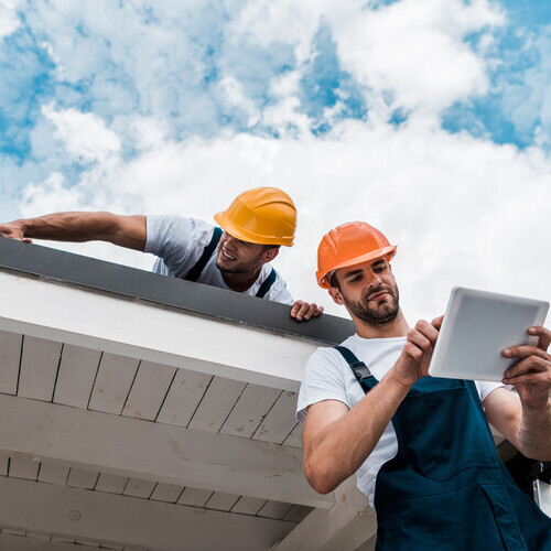 roof inspection with two inspectors