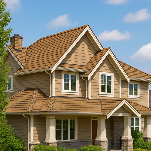synthetic wood roofing on a nice home