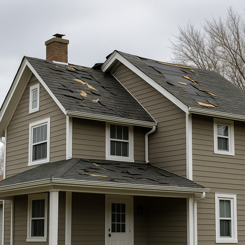 roof that has been damaged by the wind